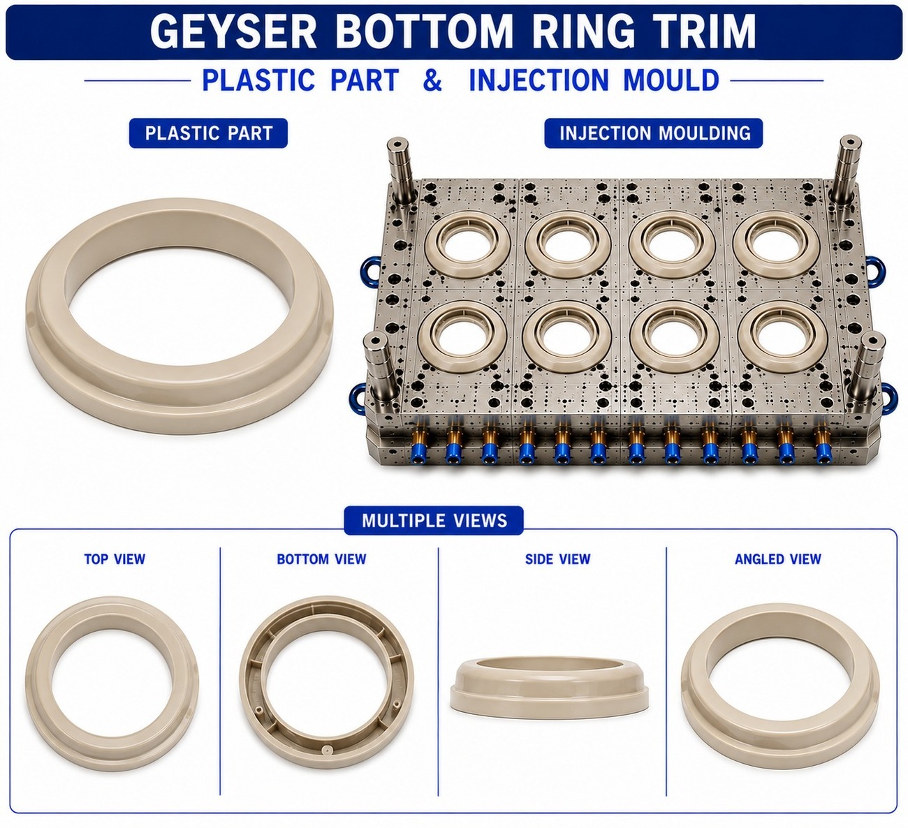 Geyser Plastic Bottom Ring Trim Mould and Moulding Service
